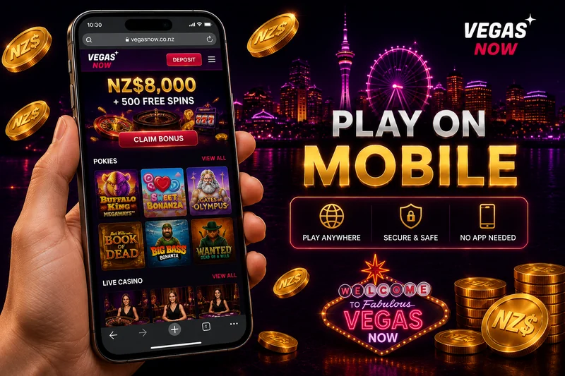 Vegas Now casino running in a mobile browser on a smartphone
